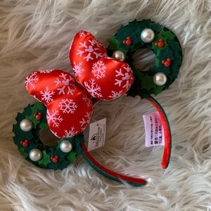 Disney Shanghai 2021 Christmas Wreath Mickey Minnie Ear Headband